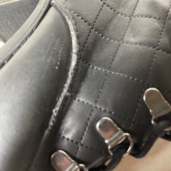 Mia teddy black knitted collar lace up combat boots round toe size 11 - Picture 9 of 9